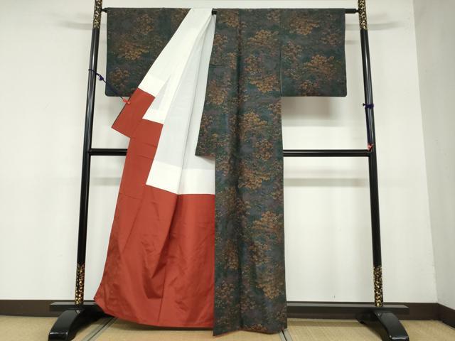 平和屋着物●本場大島紬 9マルキ 樹林風景文 正絹 逸品 DAAZ7163ud