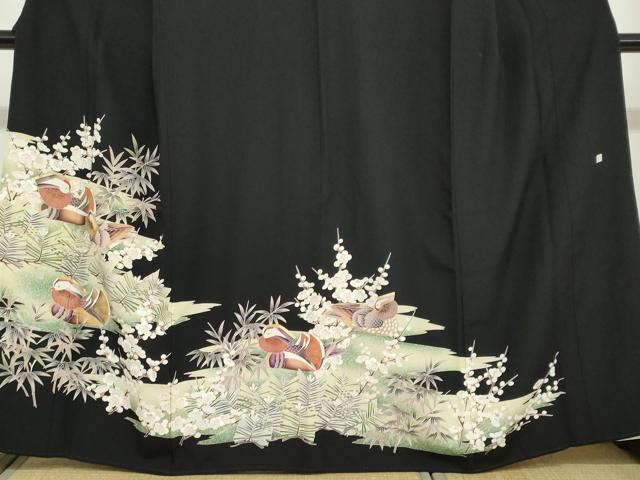 平和屋着物●豪華黒留袖 鴛鴦草花文 金彩 正絹 逸品 DAAZ7220ud