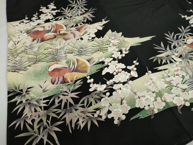 平和屋着物●豪華黒留袖 鴛鴦草花文 金彩 正絹 逸品 DAAZ7220ud