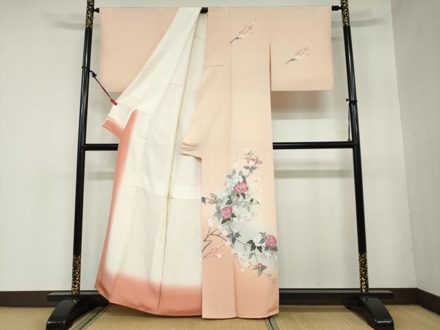 平和屋着物●訪問着 友禅 作家物 枝花文 暈し染め 正絹 逸品 DAAZ7318ud
