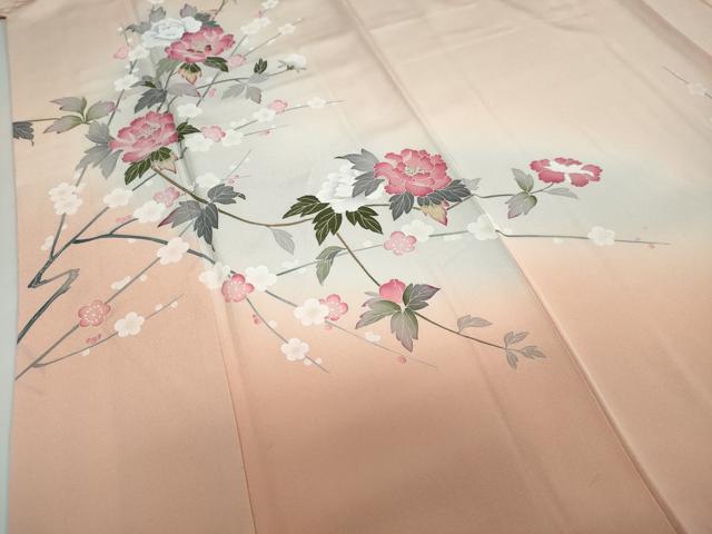 平和屋着物●訪問着 友禅 作家物 枝花文 暈し染め 正絹 逸品 DAAZ7318ud
