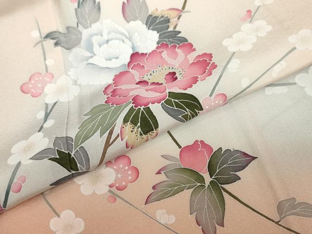 平和屋着物●訪問着 友禅 作家物 枝花文 暈し染め 正絹 逸品 DAAZ7318ud