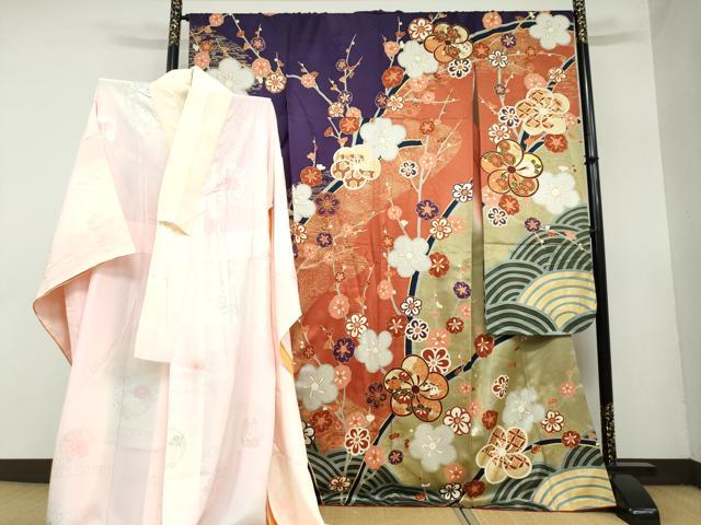 平和屋着物●豪華振袖・長襦袢(無双仕立て)セット 草花文 金彩 正絹 逸品 DAAZ7333ud