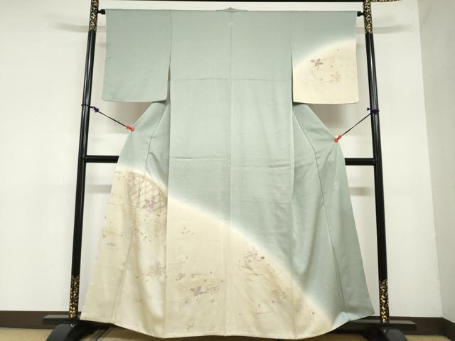 平和屋着物●訪問着 貝紫 刺繍 草花籬文 暈し染め 金彩 正絹 逸品 DAAZ7435ud