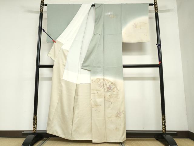 平和屋着物●訪問着 貝紫 刺繍 草花籬文 暈し染め 金彩 正絹 逸品 DAAZ7435ud