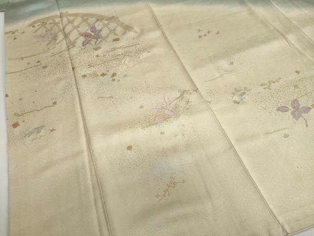 平和屋着物●訪問着 貝紫 刺繍 草花籬文 暈し染め 金彩 正絹 逸品 DAAZ7435ud