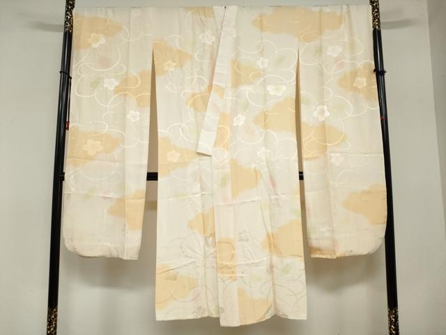 平和屋着物●振袖用長襦袢 袷 舞梅地紋 暈し染め 半衿刺繍 正絹 逸品 DAAZ7457ud