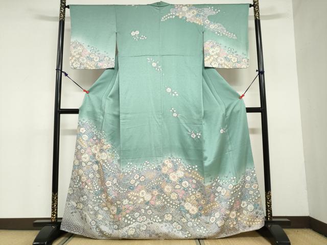 平和屋着物●訪問着 絞り 辻が花 暈し染め 金彩 正絹 逸品 DAAZ7474ud