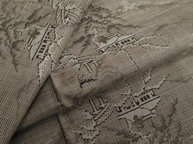 平和屋着物●本場大島紬 9マルキ 風景文 正絹 逸品 DAAZ7486ud
