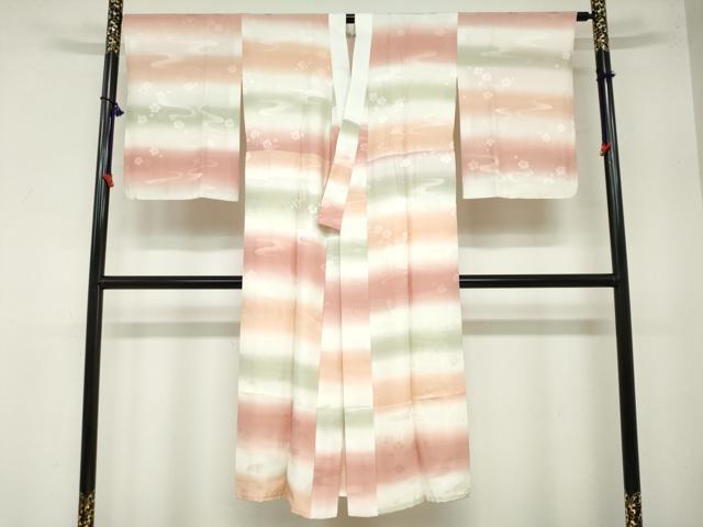 平和屋着物●長襦袢 袷 舞梅地紋 暈し染め 正絹 逸品 DAAZ7524ud