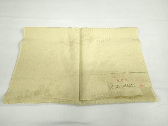 平和屋着物●上質な色無地 エ霞風景地紋 青朽葉色 反端付き 正絹 逸品 DAAZ7555ud