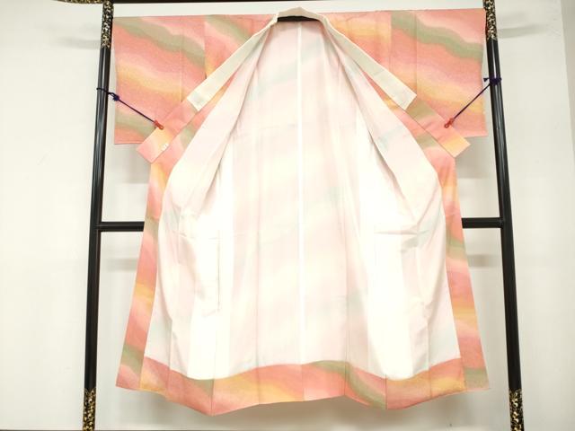 平和屋着物●長襦袢 袷 花唐草地紋 暈し染め 正絹 逸品 DAAZ7574ud