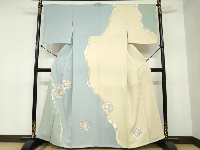 平和屋着物●訪問着 駒刺繍 鏡裏洋花文 金彩 正絹 逸品 DAAZ7577ud
