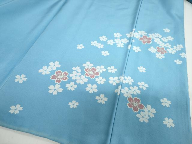 平和屋着物●訪問着 枝桜文 暈し染め 金彩 銀通し地 正絹 逸品 DAAZ7581ud
