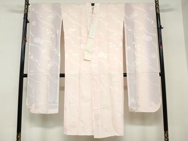 平和屋着物●振袖用長襦袢 袷 手毬舞桜地紋 暈し染め 半衿刺繍 正絹 逸品 DAAZ7611ud