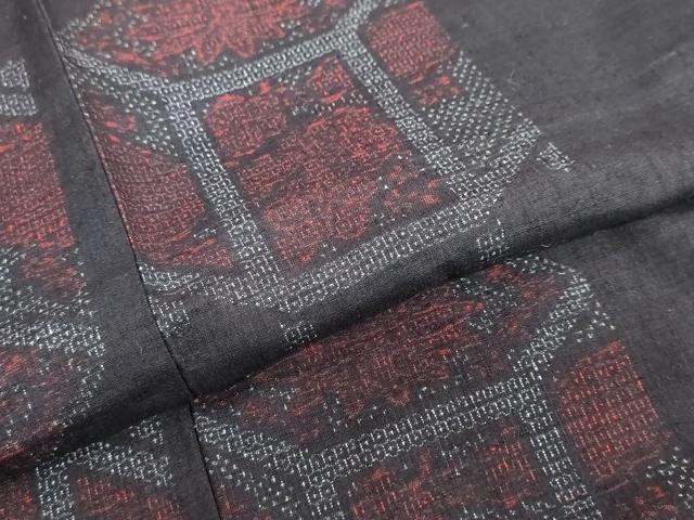 平和屋着物●本場結城紬　重要無形文化財　100亀甲　飛び亀甲柄　貝桶草花文　正絹　逸品　DAAZ7704ud 平和屋着物○本場結城紬 重要無形文化財 100亀甲 飛び亀甲柄 貝