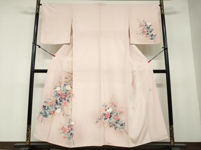 平和屋着物●本加賀友禅作家　和泉衛知　訪問着　枝花文　暈し染め　正絹　逸品　AABE2781cs 平和屋着物○本加賀友禅作家 和泉衛知 訪問着 草花文 正絹