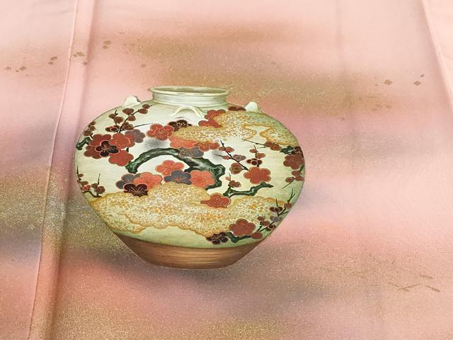 平和屋着物●箔工芸作家 河村喜之助 訪問着 陶器梅文 暈し染め 金銀彩 正絹 逸品 DAAZ7789ud
