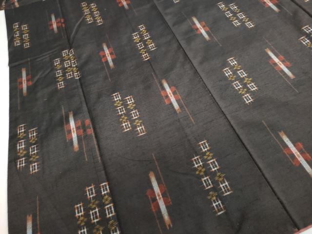 平和屋着物●上質な紬 絣文様 正絹 逸品 DAAZ7827ud