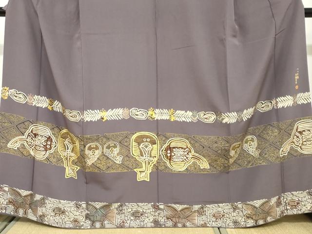 平和屋着物●訪問着 べっ甲箔 木村吉幸 抽象文様 金彩 正絹 逸品 DAAZ7863ud