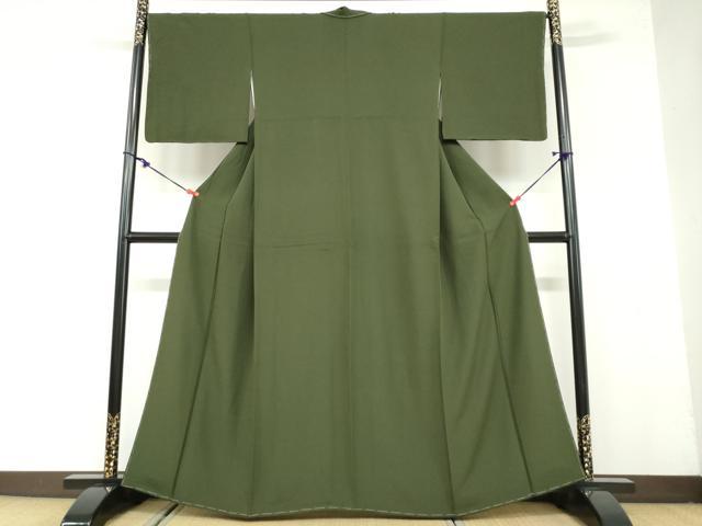 平和屋着物●上質な色無地 深緑色 正絹 逸品 未使用 DAAZ7903ud