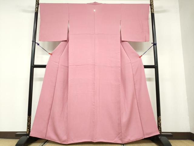 平和屋着物●上質な色無地 草花地紋 長春色 正絹 逸品 DAAZ7959ud