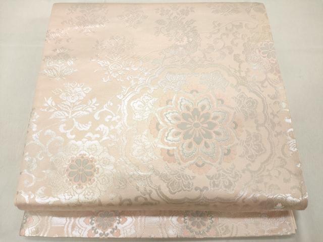 平和屋着物◎六通柄袋帯 道長正倉院花文 銀糸 正絹 逸品 DAAZ8091cd