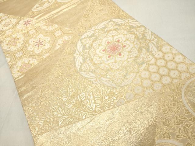 平和屋着物◎六通柄袋帯 唐織 切嵌正倉院花文 金糸 正絹 逸品 DAAZ8102cd