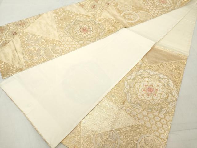 平和屋着物◎六通柄袋帯 唐織 切嵌正倉院花文 金糸 正絹 逸品 DAAZ8102cd