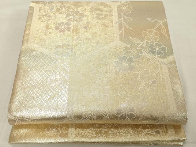 平和屋着物◎佐賀錦 六通柄袋帯 亀甲草花文 金糸 正絹 逸品 DAAZ8106cd