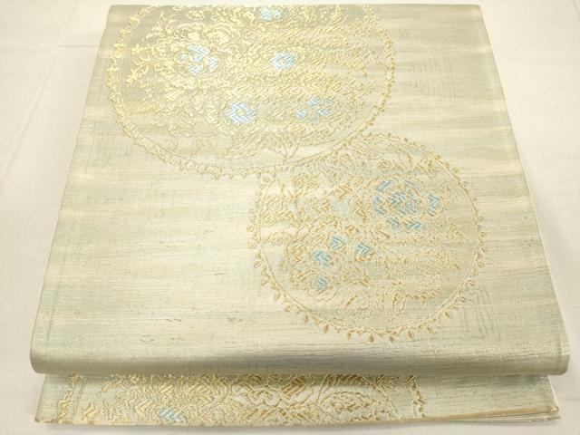 平和屋着物◎六通柄袋帯 草花文 金糸 正絹 逸品 DAAZ8165cd