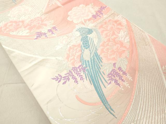 平和屋着物◎六通柄袋帯 唐織 花鳥文 銀糸 正絹 逸品 DAAZ8223cd