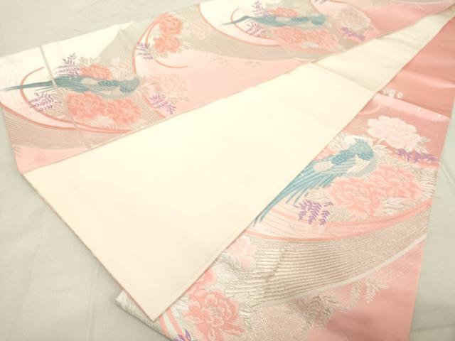 平和屋着物◎六通柄袋帯 唐織 花鳥文 銀糸 正絹 逸品 DAAZ8223cd
