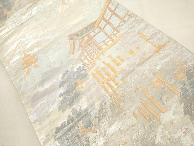 平和屋着物◎六通柄袋帯 京名所 風景文 プラチナ二重箔 正絹 逸品 DAAZ8227cd