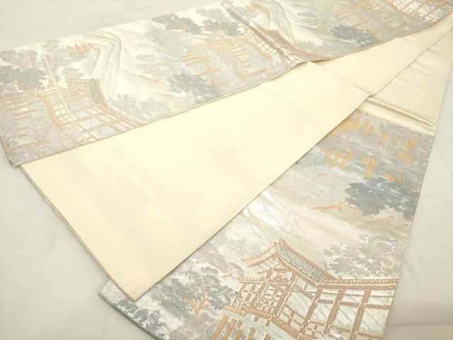 平和屋着物◎六通柄袋帯 京名所 風景文 プラチナ二重箔 正絹 逸品 DAAZ8227cd