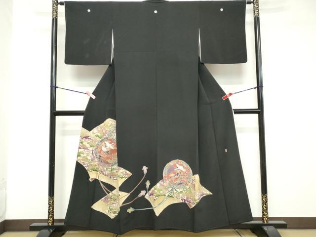 平和屋着物■豪華黒留袖 作家物 飛鶴文 鼓 暈し染め 金彩 正絹 逸品 DAAZ8485cd