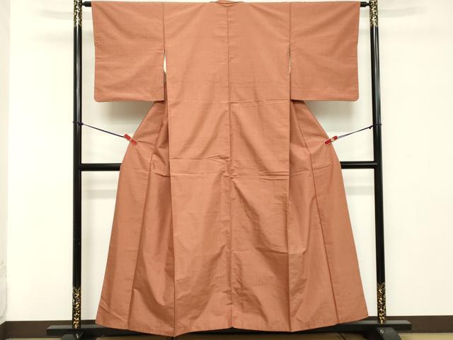 平和屋着物■上質な紬 格子 黄丹色 正絹 逸品 DAAZ8505cd
