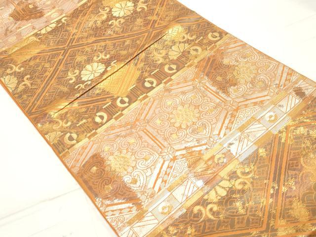 平和屋着物◎「美しいキモノ」お馴染みのメーカー となみ織物 六通柄袋帯 幾何学菱文 金銀糸 正絹 逸品 DAAZ8587qa