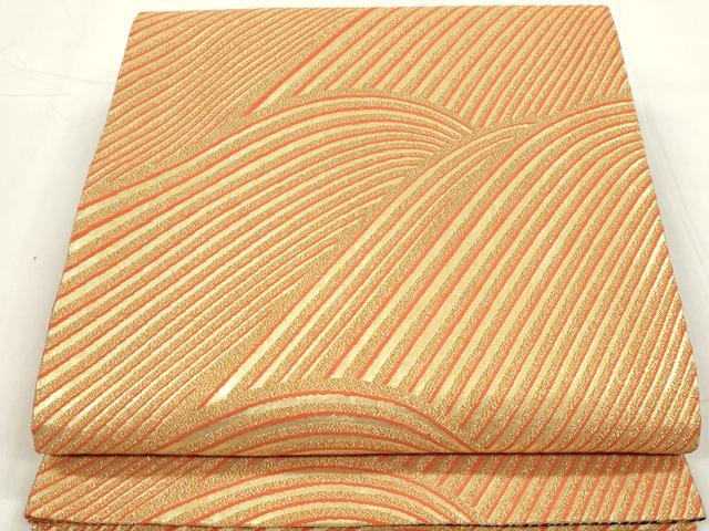 平和屋着物◎佐賀錦 両面 全通柄袋帯 斜縞枝花文