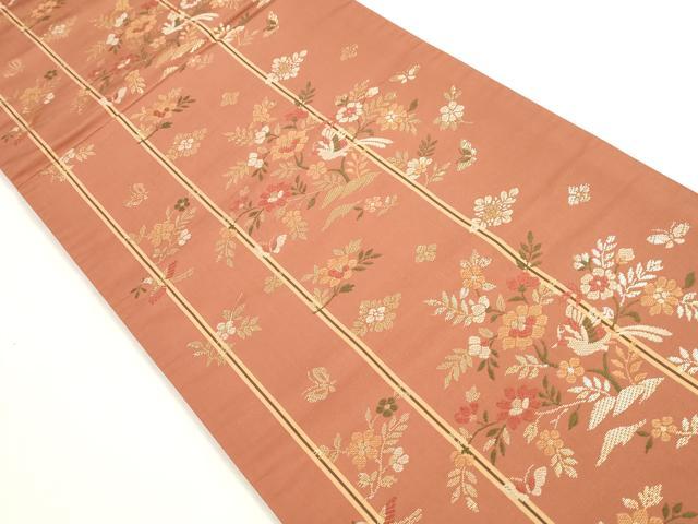 平和屋着物◎六通柄袋帯 花鳥間道 金糸 正絹 逸品 DAAZ8644qa