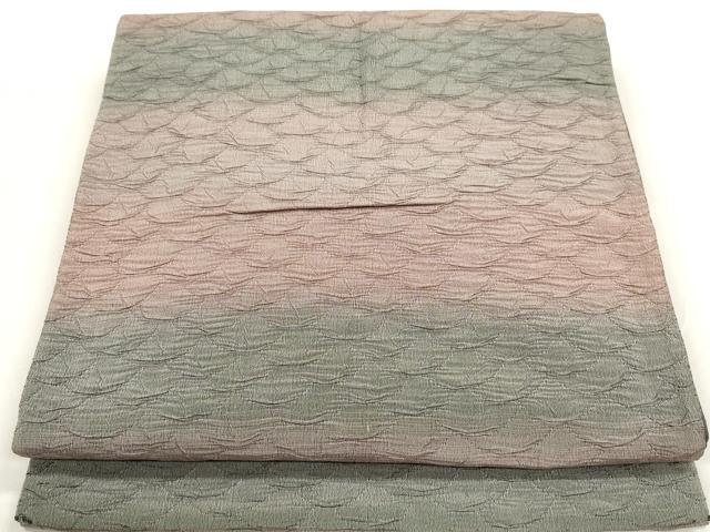 平和屋着物◎全通柄袋帯 ふくれ織 横段文 正絹 逸品 DAAZ8651qa