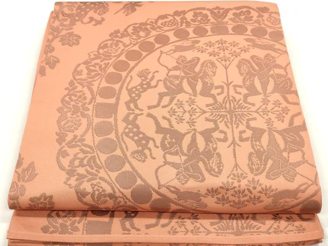 平和屋着物◎六通柄 本袋帯 狩猟円文 正絹 逸品 DAAZ8653qa