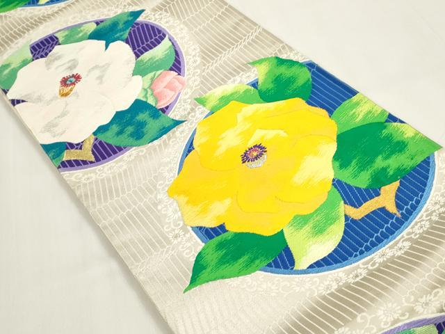 平和屋着物◎六通柄袋帯 花丸文 金銀糸 正絹 逸品 DAAZ8671qa