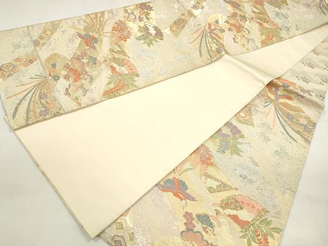 平和屋着物◎六通柄袋帯 唐織 鳳凰枝松花文 金銀糸 正絹 逸品 DAAZ8684qa