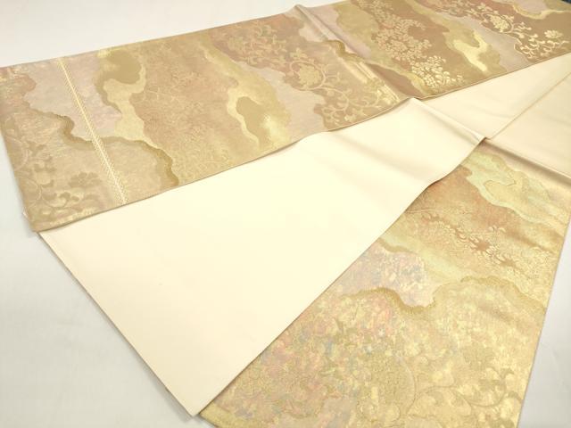 平和屋着物◎六通柄袋帯 道長更紗花文 金糸 引箔 正絹 逸品 DAAZ8689qa