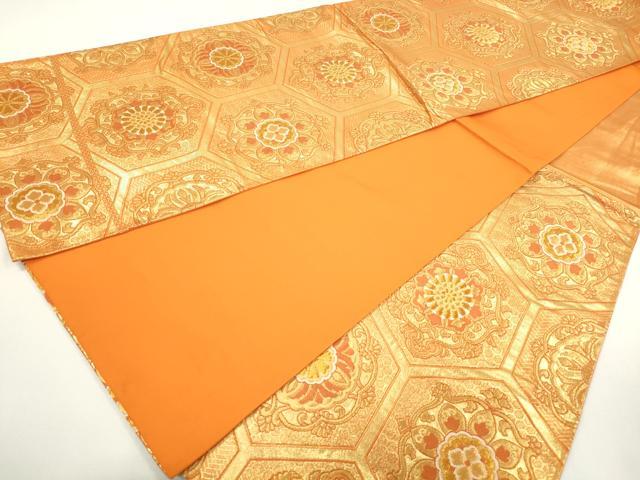 平和屋着物◎六通柄袋帯 亀甲正倉院花文 金糸 正絹 逸品 DAAZ8778qa