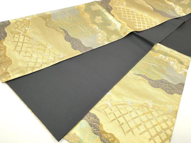 平和屋着物◎西陣 木野織物謹製 六通柄袋帯 道長更紗花文 金銀糸 証紙・反端付き 正絹 逸品 DAAZ8780qa
