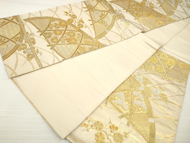 平和屋着物◎六通柄袋帯 花松青海波文 金銀糸 正絹 逸品 DAAZ8834qa