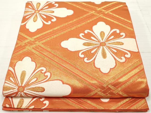平和屋着物◎全通柄 本袋帯 花菱文 金糸 正絹 逸品 DAAZ8867qa