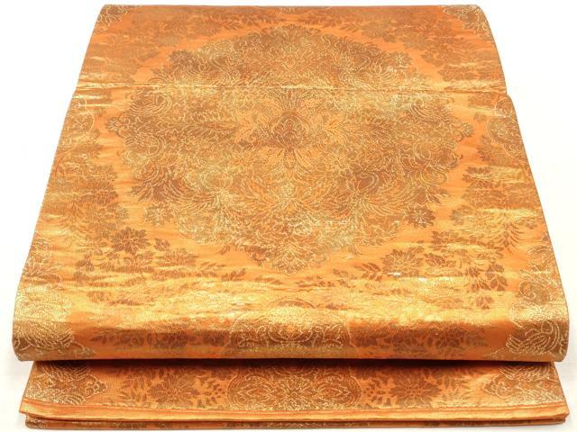 平和屋着物◎六通柄袋帯 更紗花鳥文 金糸 正絹 逸品 DAAZ8877qa